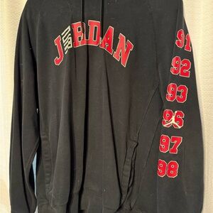 Jordan Black Hoodie with Championship Years down Sleeve